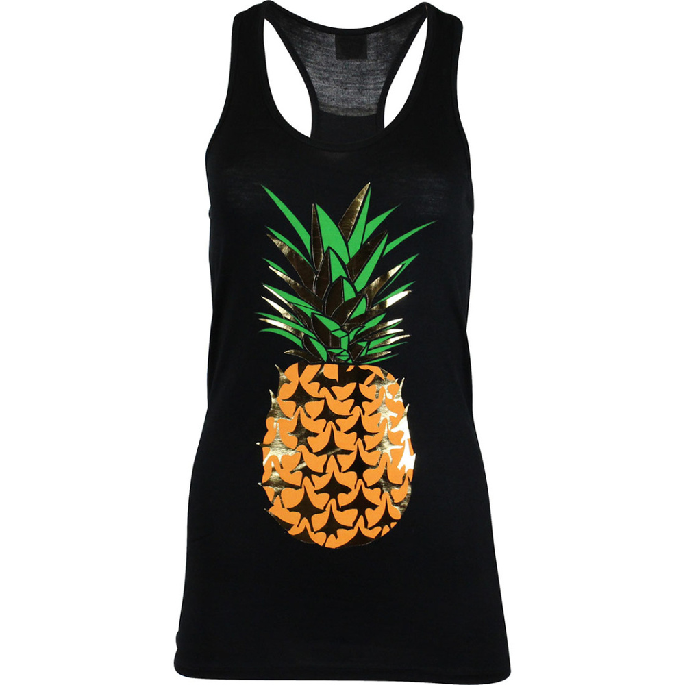 Metallic Golden Pineapple Racerback Tank Top